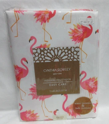 Cynthia Rowley Tablecloth Easy Care Pink Flamingo Indoor/Outdoor 60"x120" - Image 1 of 4
