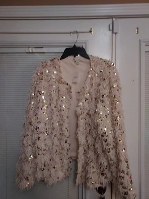 CHAQUETA DE LENTEJUELAS DE PLUMA WIPSY CATO TALLA GRANDE 26/28 NUEVA CON ETIQUETAS Foto 1 de 4