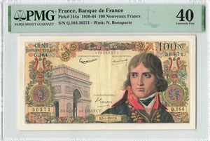 FRANCE 100 Nouveaux Francs 1962 (1959-64), P-144a, Napoleon, PMG 40 EF Grade - Picture 1 of 2