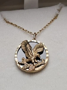NEW 10k Black Hills Gold South Dakota Gold Soaring Eagle Pendant w G.F. Chain - Picture 1 of 18