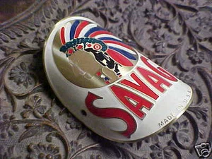 Savage Indian Head Bike Badge Emblem Acid Etched Brass - Picture 1 of 4
