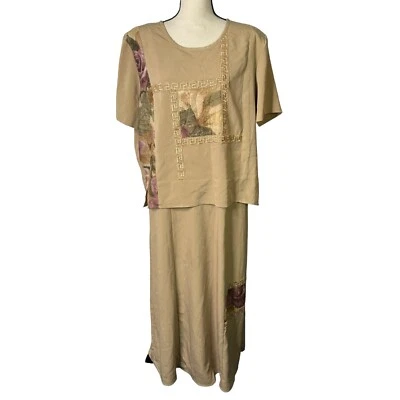 Betsy's Things Dress Womens Size 18 Maxi One Piece Short Sleeve Brown Vintage Foto 1 de 4
