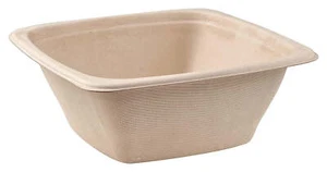 Tazones cuadrados desechables de 42 oz caña de azúcar compostables ecológicos microondas - Imagen 1 de 5