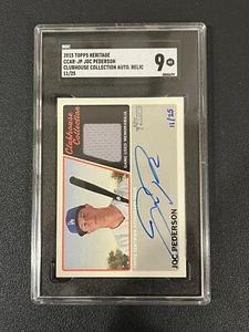 Joc Pederson 2015 Topps Heritage Auto Relic Clubhouse Collection /25 SGC 9 - Picture 1 of 2