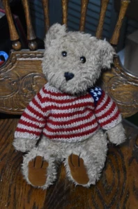 Loveable KELLYTOYS 13" Brown Teddy Bear Wearing USA Flag Sweater - Picture 1 of 2