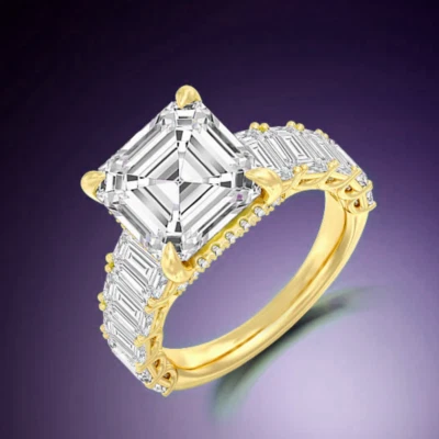 5 Ct Diamond Engagement Ring Lab Grown IGI Certified 18k Yellow Gold Radiant Cut - Image 1 of 4