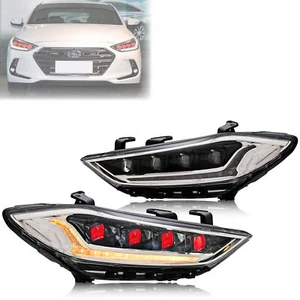 LED Headlights for Hyundai Elantra 2017 2018 Red Light Front Lamps Pair Assembly - Picture 1 of 6