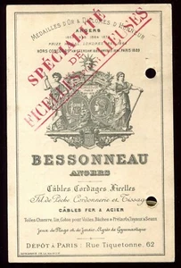 ancienne carte publicitaire BESSONNEAU à Angers.Câbles.Cordages.Ficelles.Voiles - Bild 1 von 2