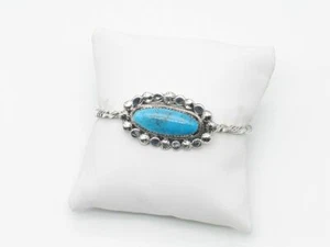 Native American Sterlingsilber & Kingman türkis handgefertigtes Navajo Armband - Bild 1 von 9