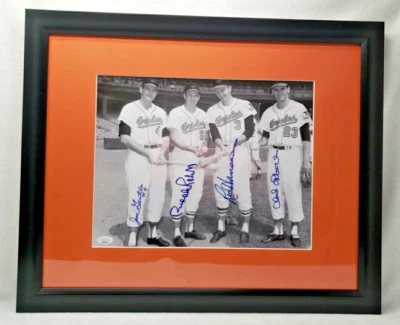 JIM GENTILE - BROOKS ROBINSON - RON HANSEN- CHUCK ESTRADA Auto 11x14 photo (JSA) - Image 1 of 3