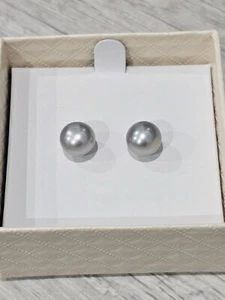 HONORA Stainless Steel Cultured Pearl Stud Earrings - Gray - NWT - Picture 1 of 7