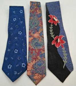 Lot Of 3 Neck Ties 100% Silk Florals John Henry, Shinawatra, Tropical Hawaii - Picture 1 of 7