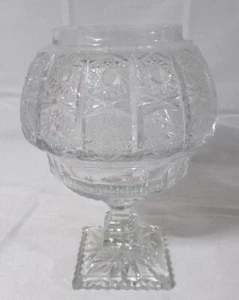 Cut Crystal Victorian Era Diamond Point Compote EAPG Vase Rose Bowl - Picture 1 of 6
