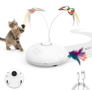 3 In 1 Moving Smart Cat Toy Butterfly Feather Interactive Pet Exercise Recharge - Picture 1 of 13