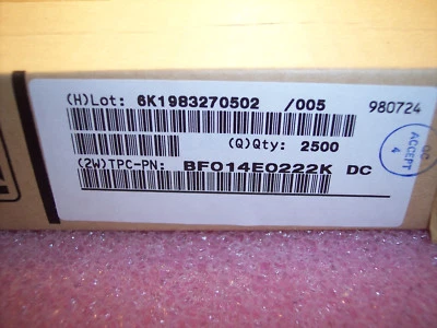 CANTIDAD (2500) 2200pf 100V 10% METALIZADO POLIÉSTER PELÍCULA CONDENSADORES BF014E0222KDC Foto 1 de 4