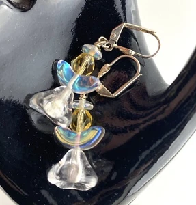 Christmas Angel Bead Earrings Iridescent Wings Lever Back - Picture 1 of 3