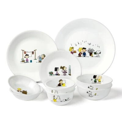 CORELLE x Peanuts Edition Snoopy The Home Couple 9P Set Dinnerware Plate Bowl