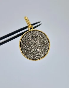 Milor Italy 14K Gold Anhänger Gelb- und Weißgold funkelt vergoldet Druzy Quarz - Bild 1 von 6