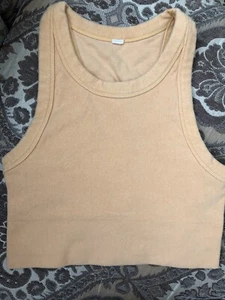 Alo Yoga Seamless Delight High Neck Bra/Tank Light Orange - Picture 1 of 6