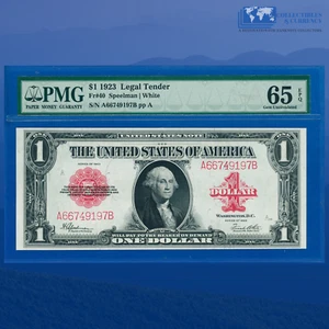 Fr.40 1923 $1 One Dollar Legal Tender Note "HORSEBLANKET", PMG GEM 65 EPQ #49197 - Picture 1 of 3