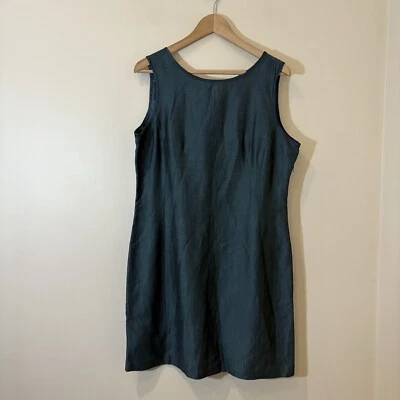 Laura Asley Womens Pencil Dress 12 Forest Green Linen Blend Iridescent Classic - Image 1 of 4