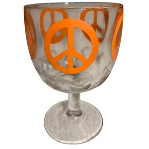 Letrero de la Paz Moneda Punto Cáliz Mod Años 60 Cristalería Hippie Diseño Melocotón/Naranja - Imagen 1 de 6