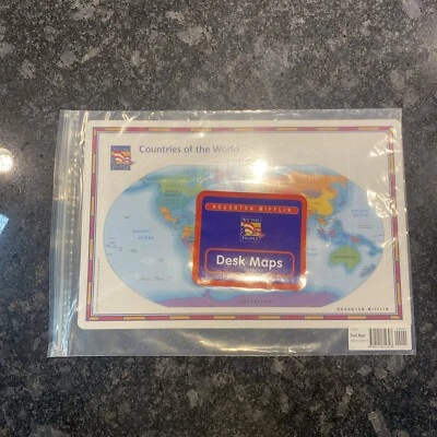 Houghton Mifflin 美国世界桌面地图 Placemats 国家反向家庭学校学习 — 第 1/4 张图片