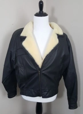 Chaqueta de cuero genuino Ground Zero para hombre talla 42 bombardero vuelo imitación piel forrada cuello Foto 1 de 4