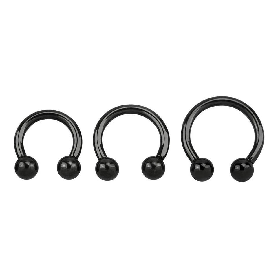 Hufeisen Piercing Circular Schwarz Titan Ø 6 - 12 mm Brust Intim Lippe Ohr - Bild 1 von 1