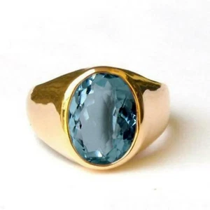Natural 7.5ct Alexandrite Gemstone 14K Yellow Gold Handmade Engagement Mens Ring - Picture 1 of 4