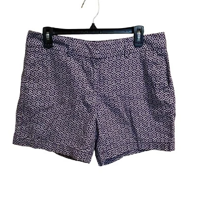 Ann Taylor Loft Women’s Blue White Geometric Shorts Size 6 Linen Blend 6 Inch - Image 1 of 4