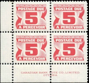 Canada Mint NH VF Block of 4 4c Scott #J32a 1969 Postage Due Stamps - Bild 1 von 2