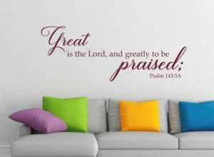 Christian Wall Art Decal, Greatly To Be Praised Word Stickers for Home Decor - Picture 1 of 6