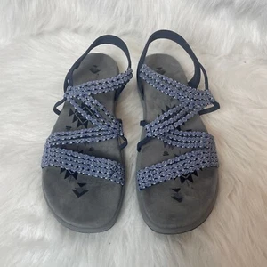 Skechers Womens Reggae Slim Strappy Sandals Memory Foam Blue Size 9 - Picture 1 of 4