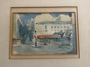 Belleville Paris France Ink Drawing 1952 Unsigned  - Picture 1 of 7