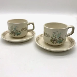 Set 2 tazzine e piattini da caffè in ceramica Lenox Temperware floreale rosa blu - Foto 1 di 9