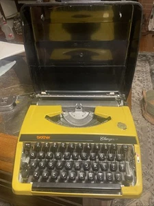 Vintage BROTHER Charger 11 Yellow Portable Typewriter With Case 1970’s - Picture 1 of 24