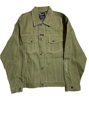 Chaqueta Vaquera Y2K Karl Kani Grande Para Hombre Color Tostado Oliva De Colección Foto 1 de 4