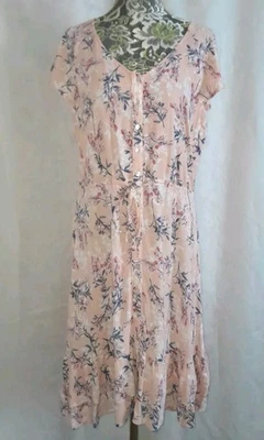 Caroline Morgan Ladies Blush Floral Viscose Button Dress  S1ze 16 - image 1 of 4