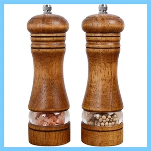 Nachfüllbare 6,5 Zoll Salz und Pfeffermühle Set mit verstellbarem Mahlwerk - Bild 1 von 8