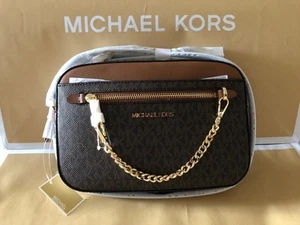 Michael Kors Jet Set Large Logo Crossbody Bag, Brown - Picture 1 of 2