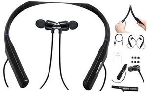 QT S Wireless Bluetooth Neckband Headphones Deep Bass IPX4 Waterproof Sports - Picture 1 of 7