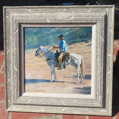 Pintura al óleo original de vaquero a caballo de Pamela Widermuth Western  Foto 1 de 4