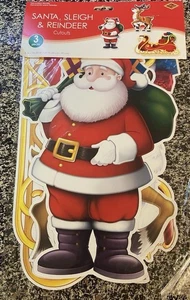 Beistle Santa Sleigh And Reindeer Cutouts 8 To 15 Inches 3 Ct - Picture 1 of 6