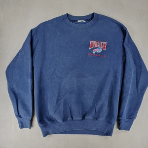 VINTAGE 90s BUFFALO BILLS SWEATSHIRT SIZE L EMBROIDERED LOGO NFL BLUE - Picture 1 of 5