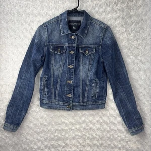 Maurices Women’s Size Medium Jean Jacket Blue Denim Fitted Stretch - Picture 1 of 7
