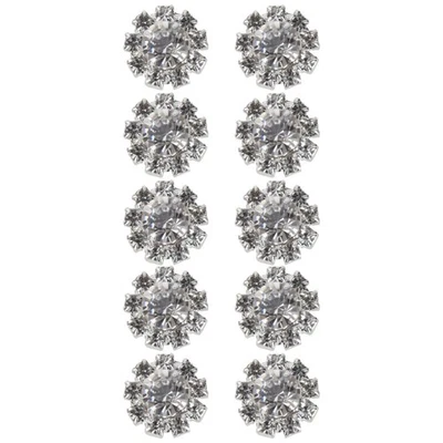 10 Pcs Rhinestone Flower Sewn Flatbacks craft 16mm Silver - Image 1 of 4