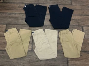 Lot Of 5 Childrens Place Boys Pants Size 10 - Navy Blue & Tan Adjustable Waist - Picture 1 of 7