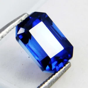 Stunning 4.70 Ct Natural Ceylon Blue Sapphire - Certified Emerald Cut Gemstone - Picture 1 of 5