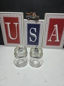 Vintage Pyrex Clear Glass Insulator Very Clean No Chips Metal Insert Pat. OFF MV - Picture 1 of 3